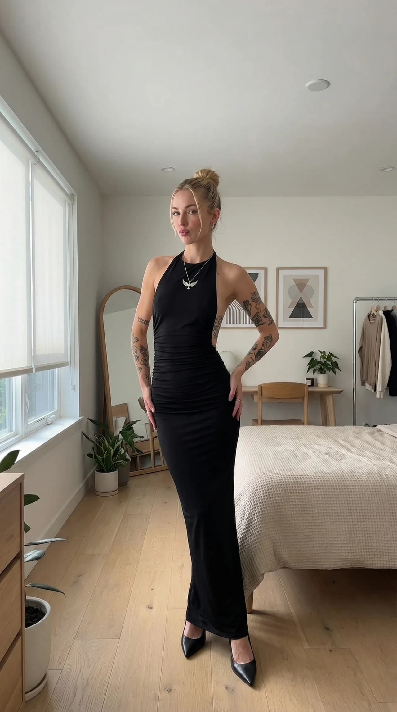 Sleek in Black Halter Maxi