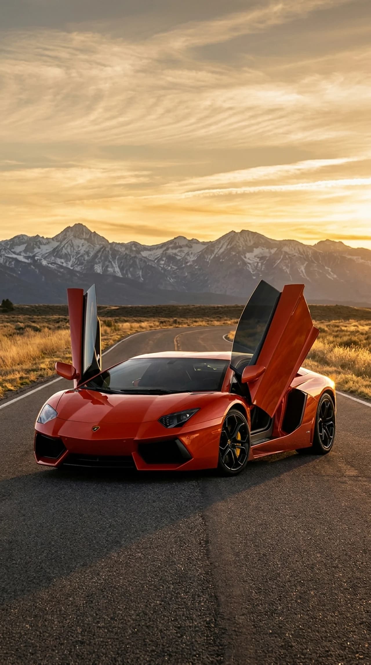 Lamborghini Aventador - Wings of Fire at Sunset